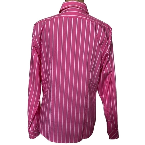 Lilly Pulitzer Women’s 14 Pink White Stripe Button Down Long Sleeve Cotton Shirt - Picture 7 of 10